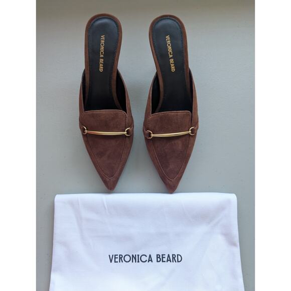 New Veronica Beard Leslie Suede Mule Size US 6M Cedar 2.75" Heel - Picture 3 of 11